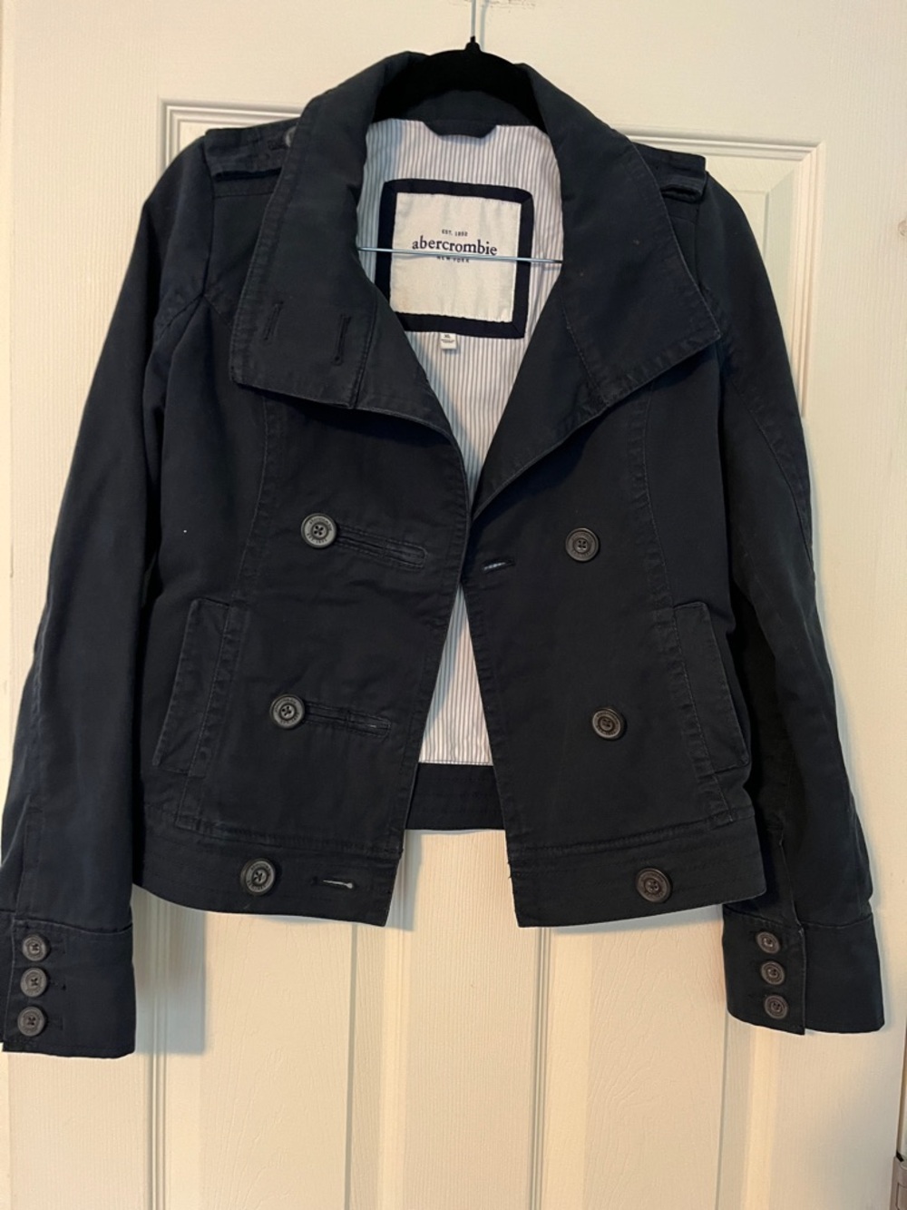 abercrombie Vintage Navy Double-Breasted Pea Coat